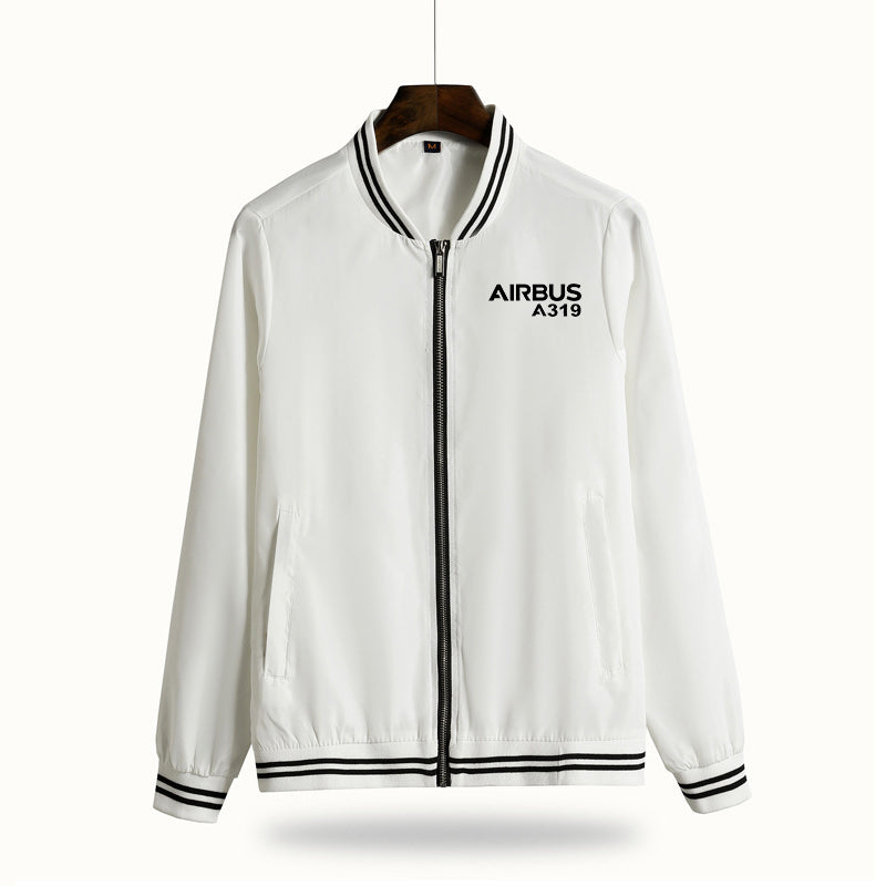 Airbus A319 & Text Designed Thin Spring Jackets