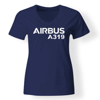 Thumbnail for Airbus A319 & Text Designed V-Neck T-Shirts