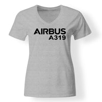 Thumbnail for Airbus A319 & Text Designed V-Neck T-Shirts