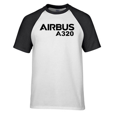 Airbus A320 & Text aviation design printed on soft cotton raglan T-shirt.