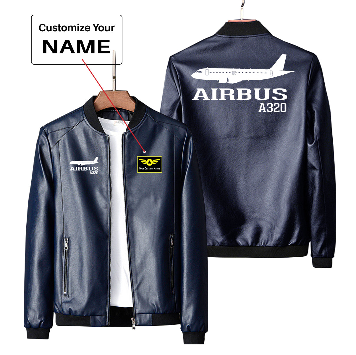 Airbus A320 Printed Designed PU Leather Jackets