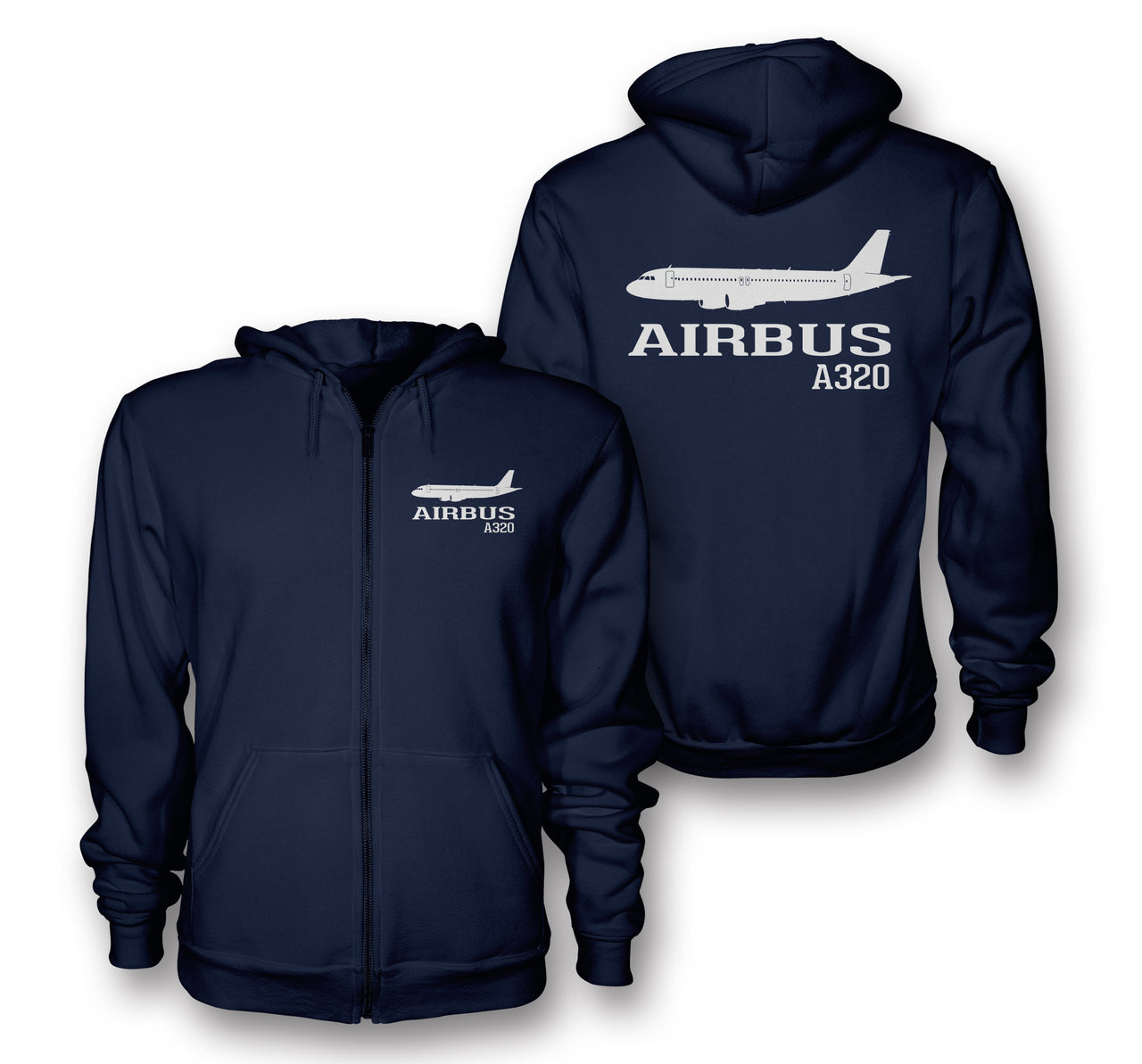 Airbus A320 Printed & Designed Zipped Hoodies