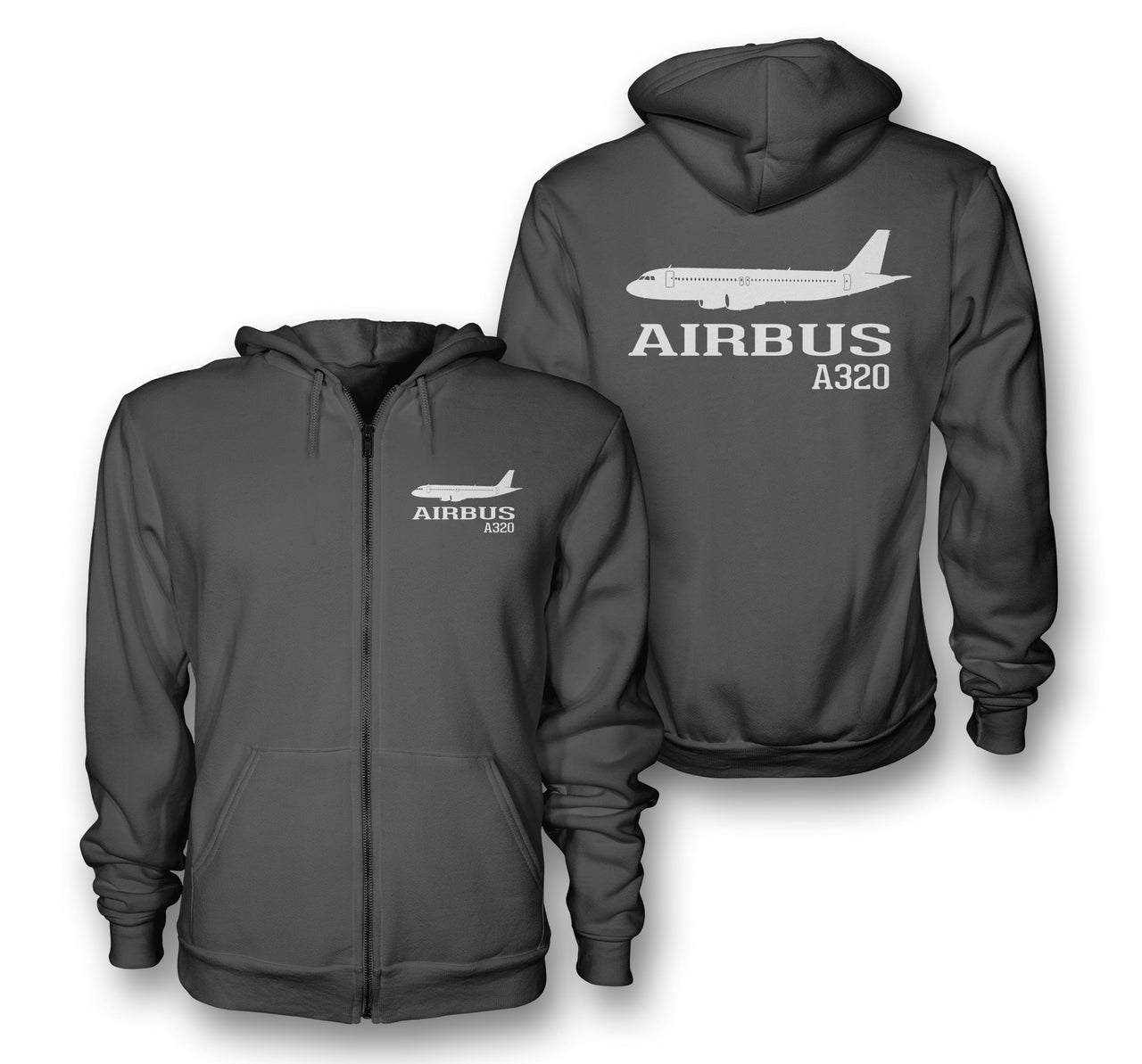 Airbus A320 Printed & Designed Zipped Hoodies