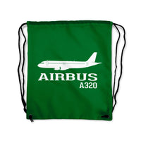 Thumbnail for Airbus A320 Printed Designed Drawstring Bags