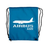 Thumbnail for Airbus A320 Printed Designed Drawstring Bags