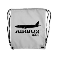 Thumbnail for Airbus A320 Printed Designed Drawstring Bags