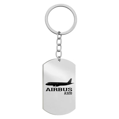Side view of Airbus A320 Printed Stainless Steel Key Chains (Double Side) aviation double-side stainless steel key chain in s.