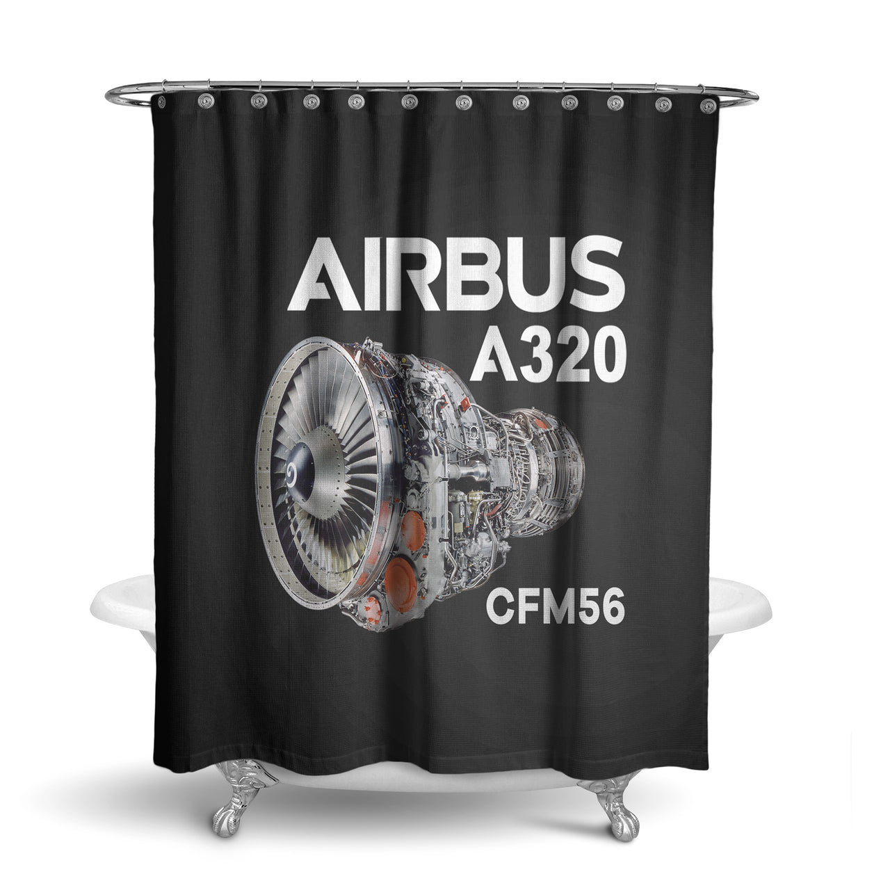 Airbus A320 & CFM56 Engine.png Designed Shower Curtains