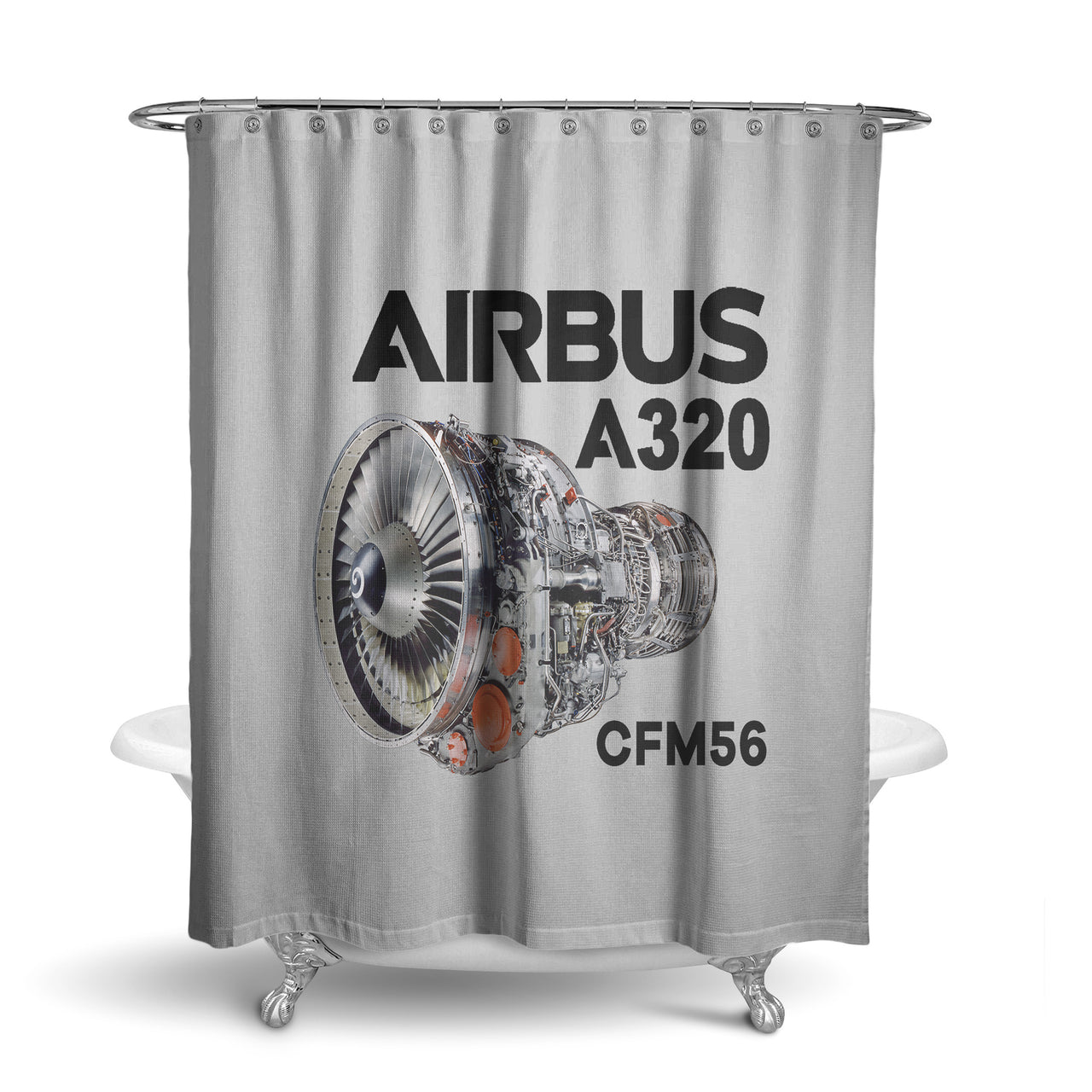 Airbus A320 & CFM56 Engine.png Designed Shower Curtains
