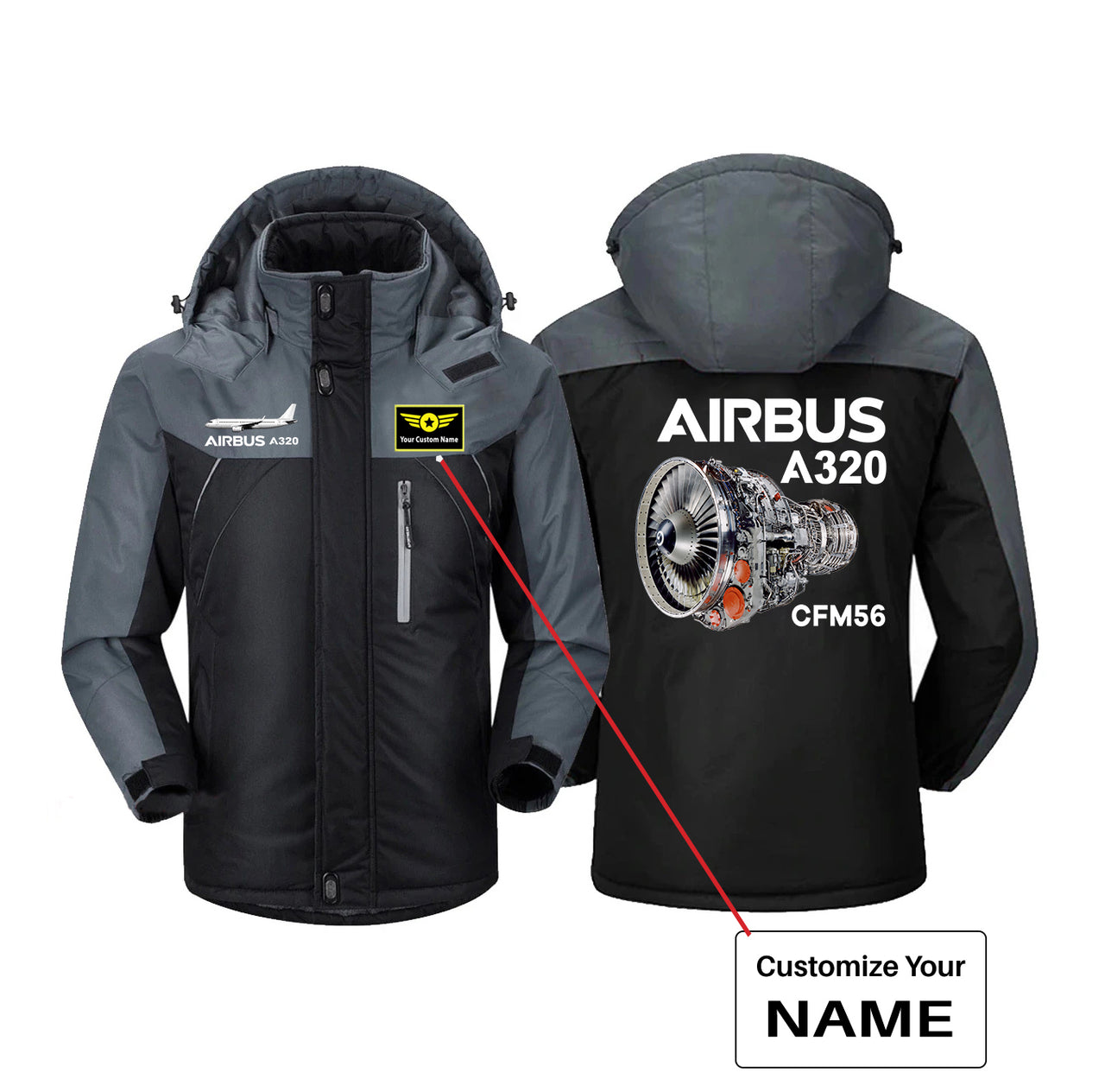 Airbus A320 & CFM56 Engine.png Designed Thick Winter Jackets