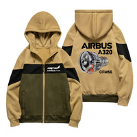 Thumbnail for Airbus A320 & CFM56 Engine Designed Colourful Zipped Hoodies