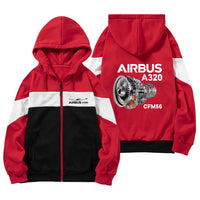 Thumbnail for Airbus A320 & CFM56 Engine Designed Colourful Zipped Hoodies
