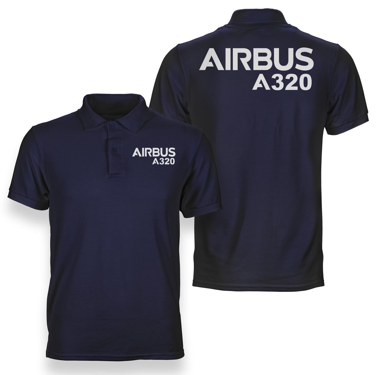 Airbus A320 & Text Designed Double Side Polo T-Shirts