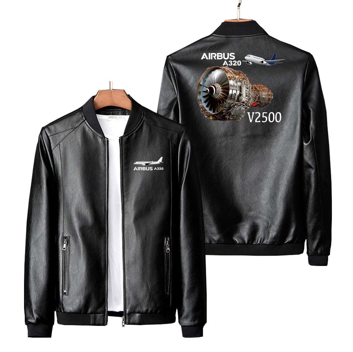 Airbus A320 & V2500 Engine Designed PU Leather Jackets