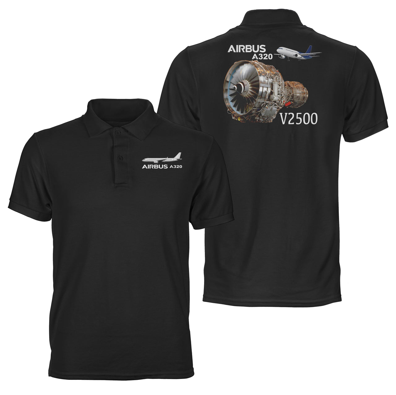 Airbus A320 & V2500 Engine Designed Double Side Polo T-Shirts