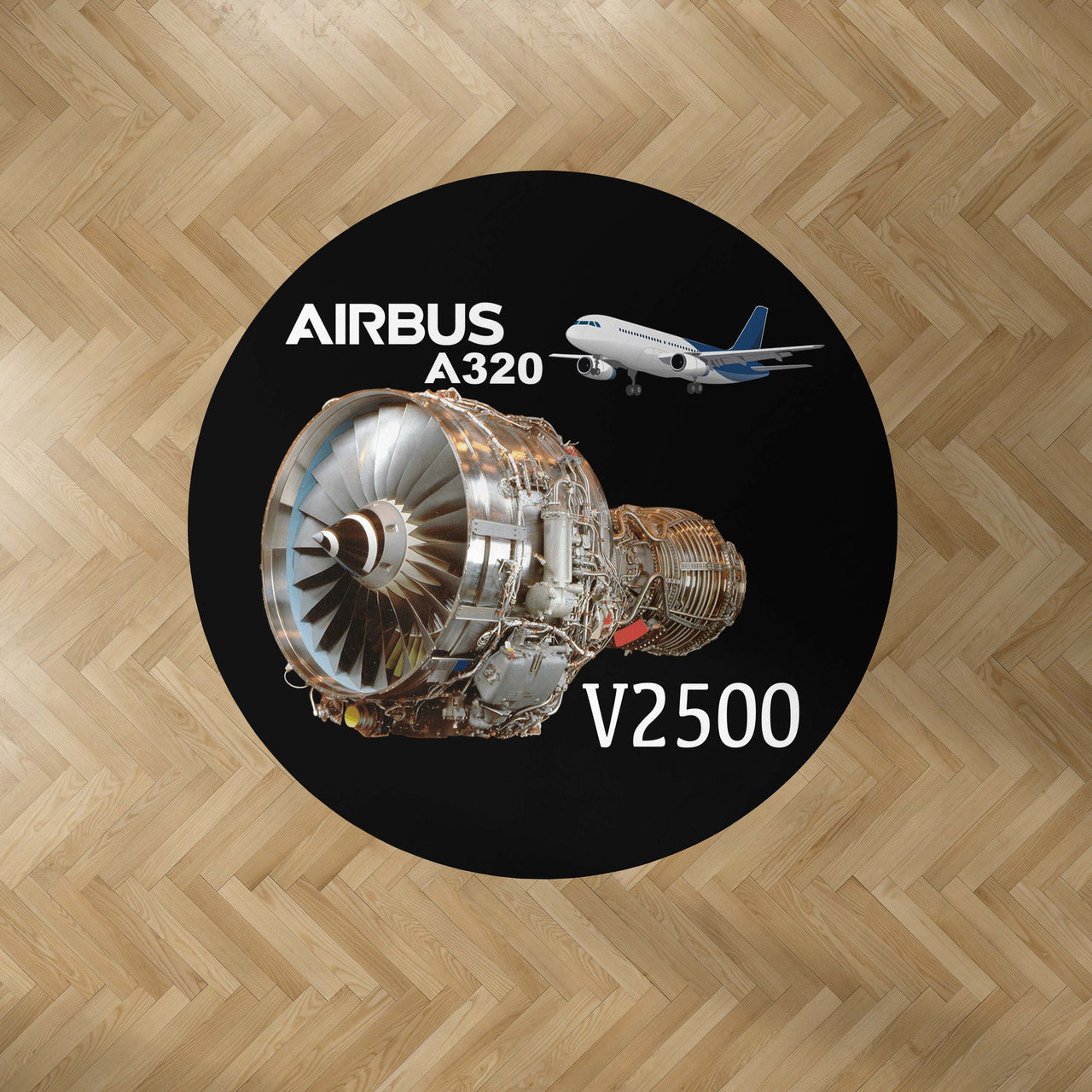 Airbus A320 & V2500 Engine Designed Carpet & Floor Mats (Round)