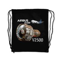 Thumbnail for Airbus A320 & V2500 Engine Designed Drawstring Bags