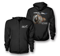 Thumbnail for The Airbus A320 & V2500 Engine Designed Zipped Hoodies