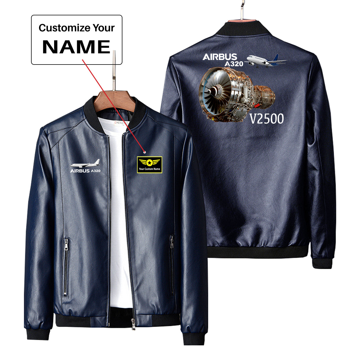 Airbus A320 & V2500 Engine Designed PU Leather Jackets