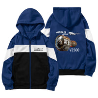 Thumbnail for Airbus A320 & V2500 Engine Designed Colourful Zipped Hoodies