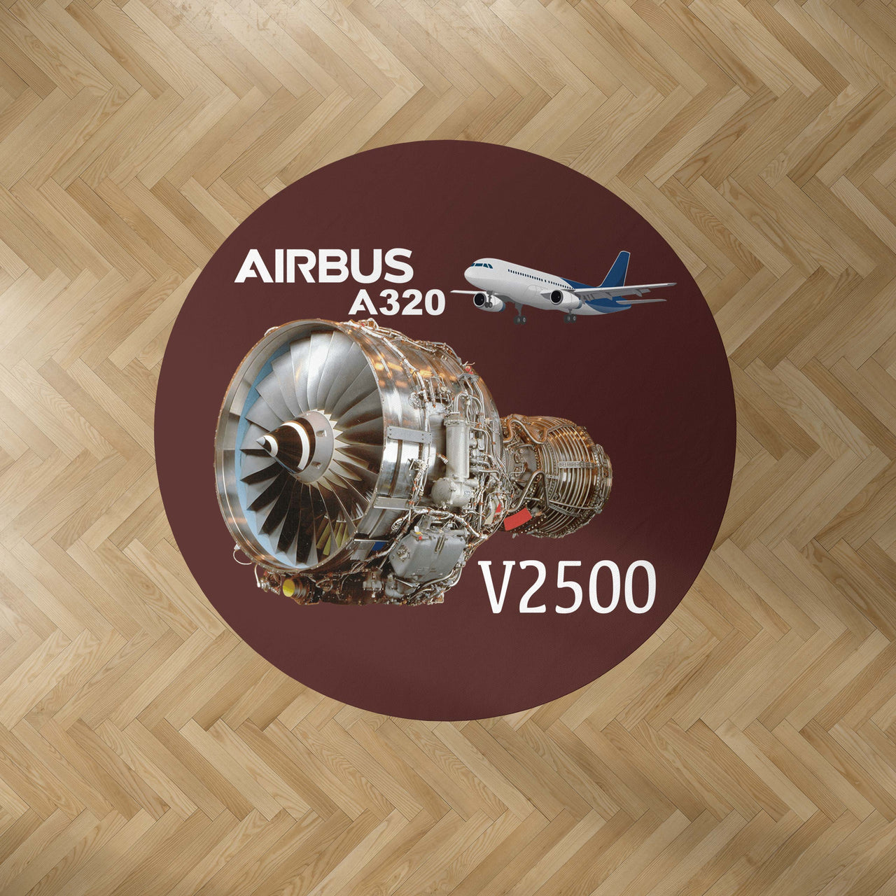 Airbus A320 & V2500 Engine Designed Carpet & Floor Mats (Round)