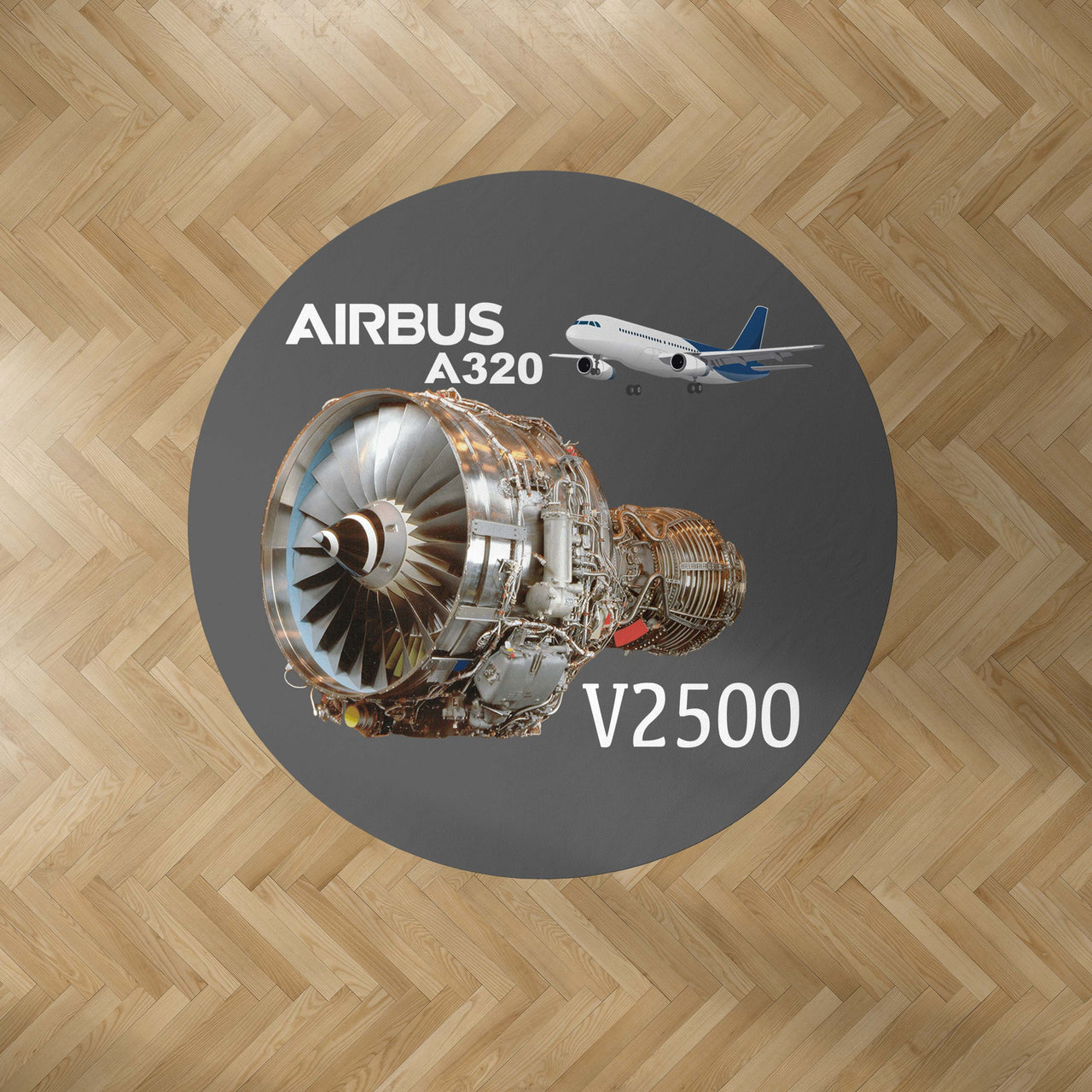 Airbus A320 & V2500 Engine Designed Carpet & Floor Mats (Round)
