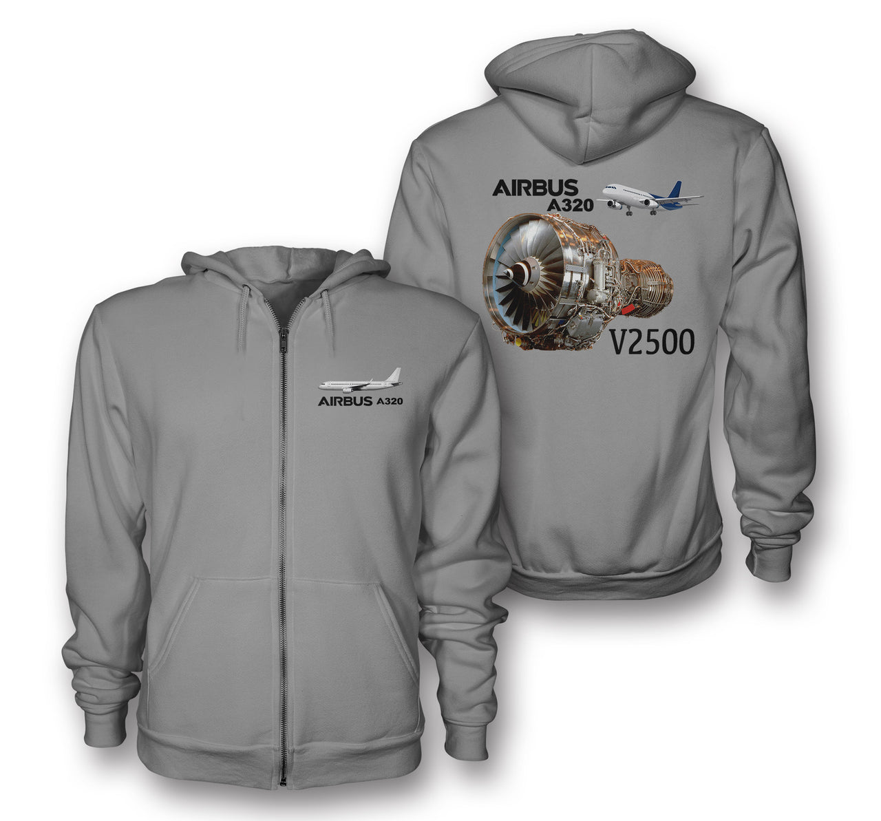 The Airbus A320 & V2500 Engine Designed Zipped Hoodies