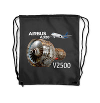 Thumbnail for Airbus A320 & V2500 Engine Designed Drawstring Bags