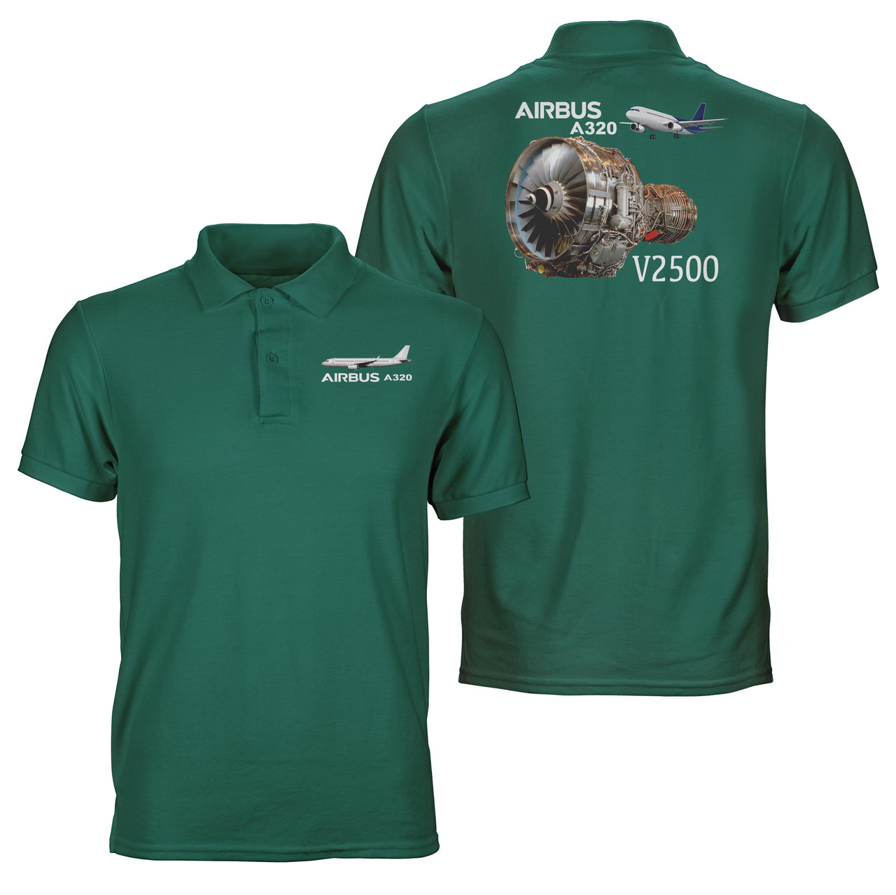 Airbus A320 & V2500 Engine Designed Double Side Polo T-Shirts