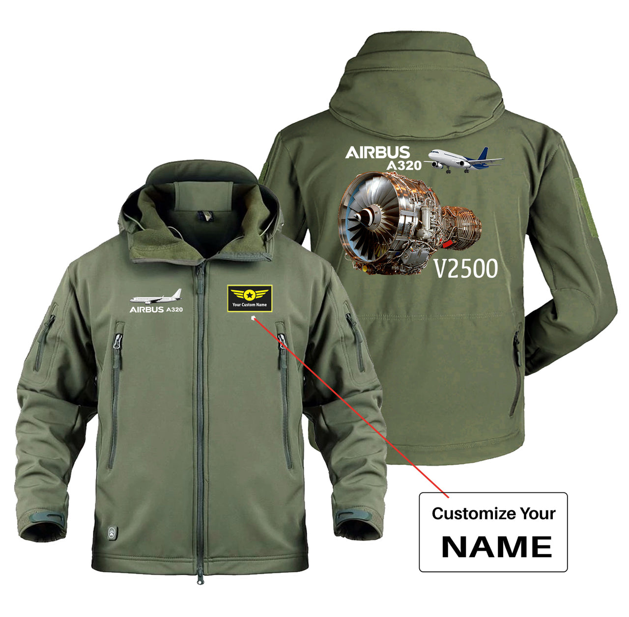 Airbus A320 & V2500 Engine Designed Military Jackets (Customizable)