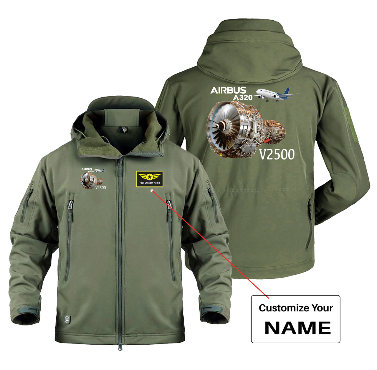 Airbus A320 & V2500 Engine Designed Military Jackets (Customizable)