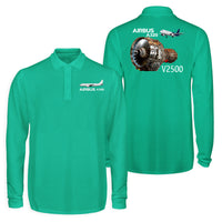 Thumbnail for Airbus A320 & V2500 Engine Designed Long Sleeve Polo T-Shirts (Double-Side)