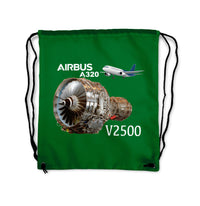 Thumbnail for Airbus A320 & V2500 Engine Designed Drawstring Bags