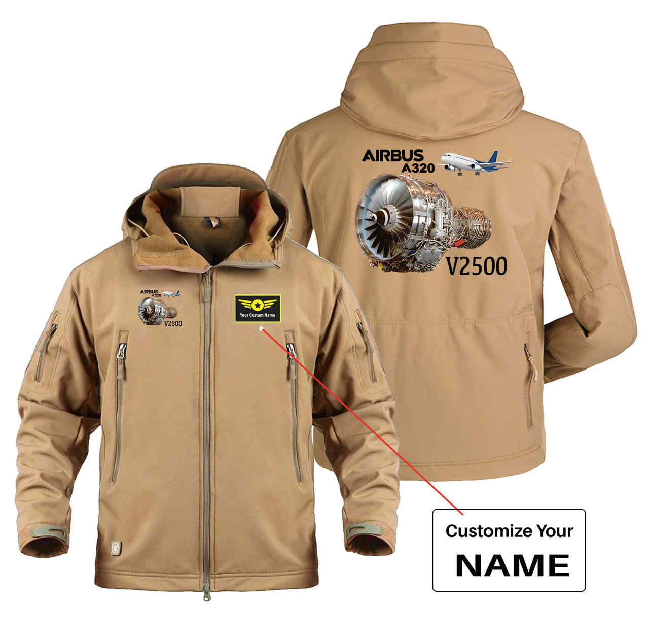 Airbus A320 & V2500 Engine Designed Military Jackets (Customizable)