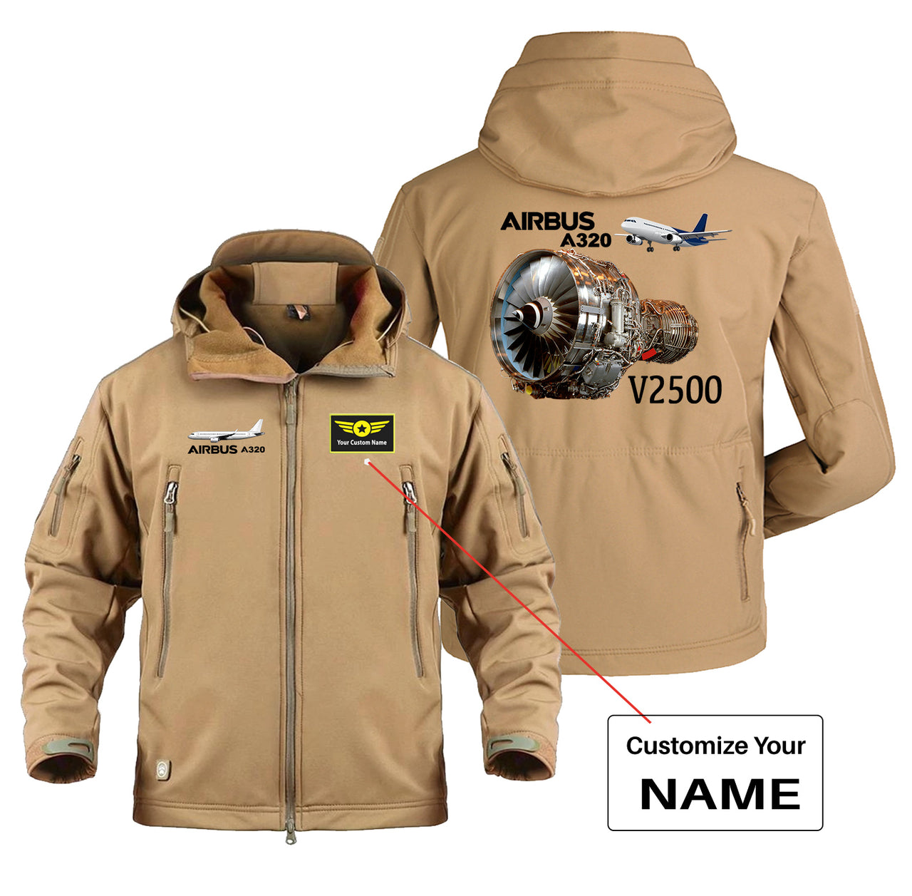 Airbus A320 & V2500 Engine Designed Military Jackets (Customizable)