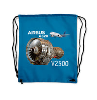 Thumbnail for Airbus A320 & V2500 Engine Designed Drawstring Bags