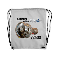 Thumbnail for Airbus A320 & V2500 Engine Designed Drawstring Bags