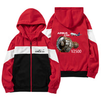 Thumbnail for Airbus A320 & V2500 Engine Designed Colourful Zipped Hoodies