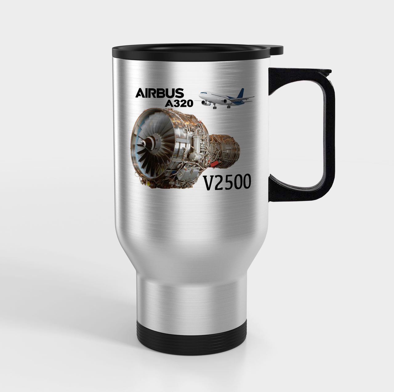 Airbus A320 & V2500 Engine Designed Travel Mugs (With Holder)