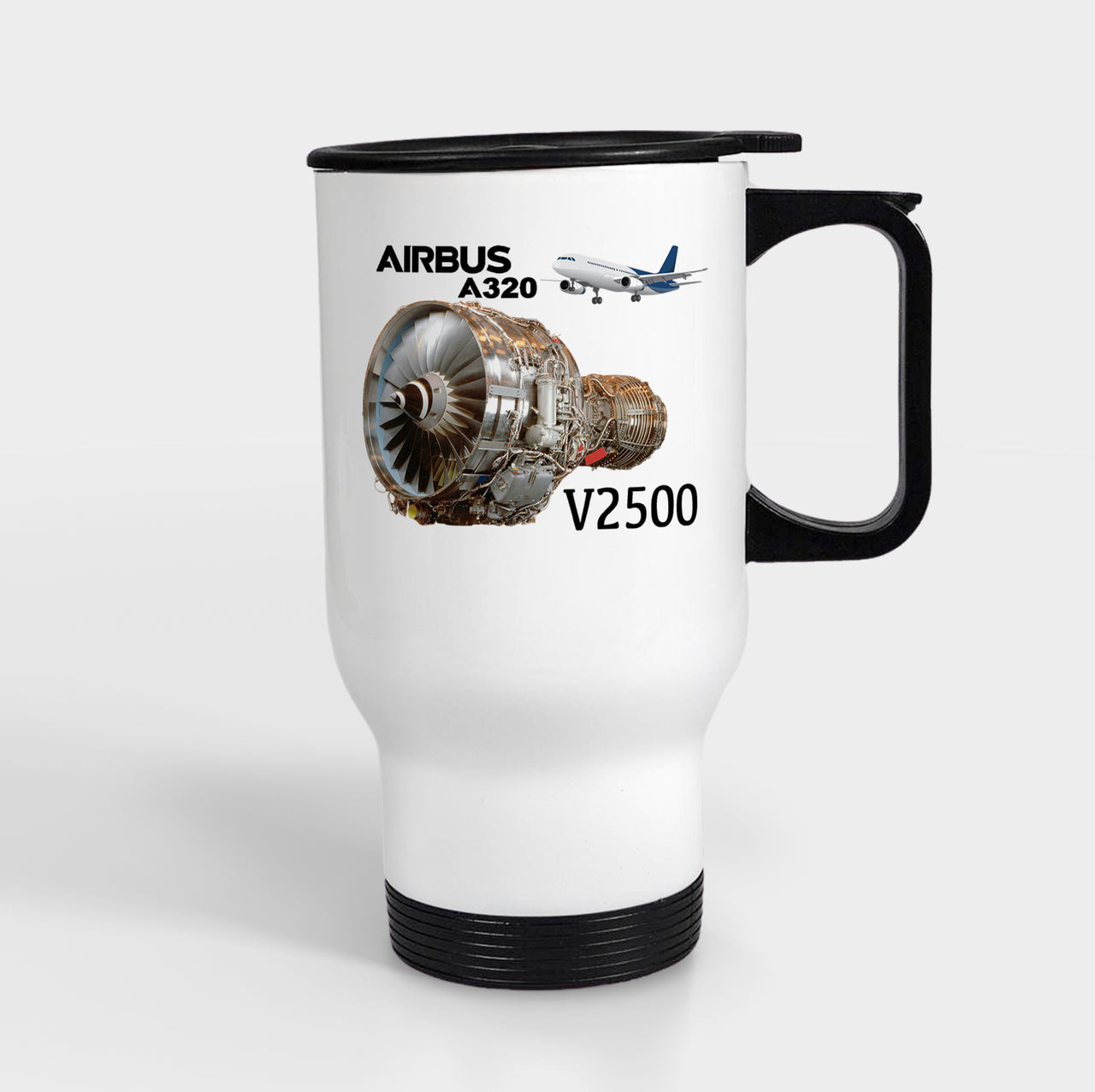 Airbus A320 & V2500 Engine Designed Travel Mugs (With Holder)