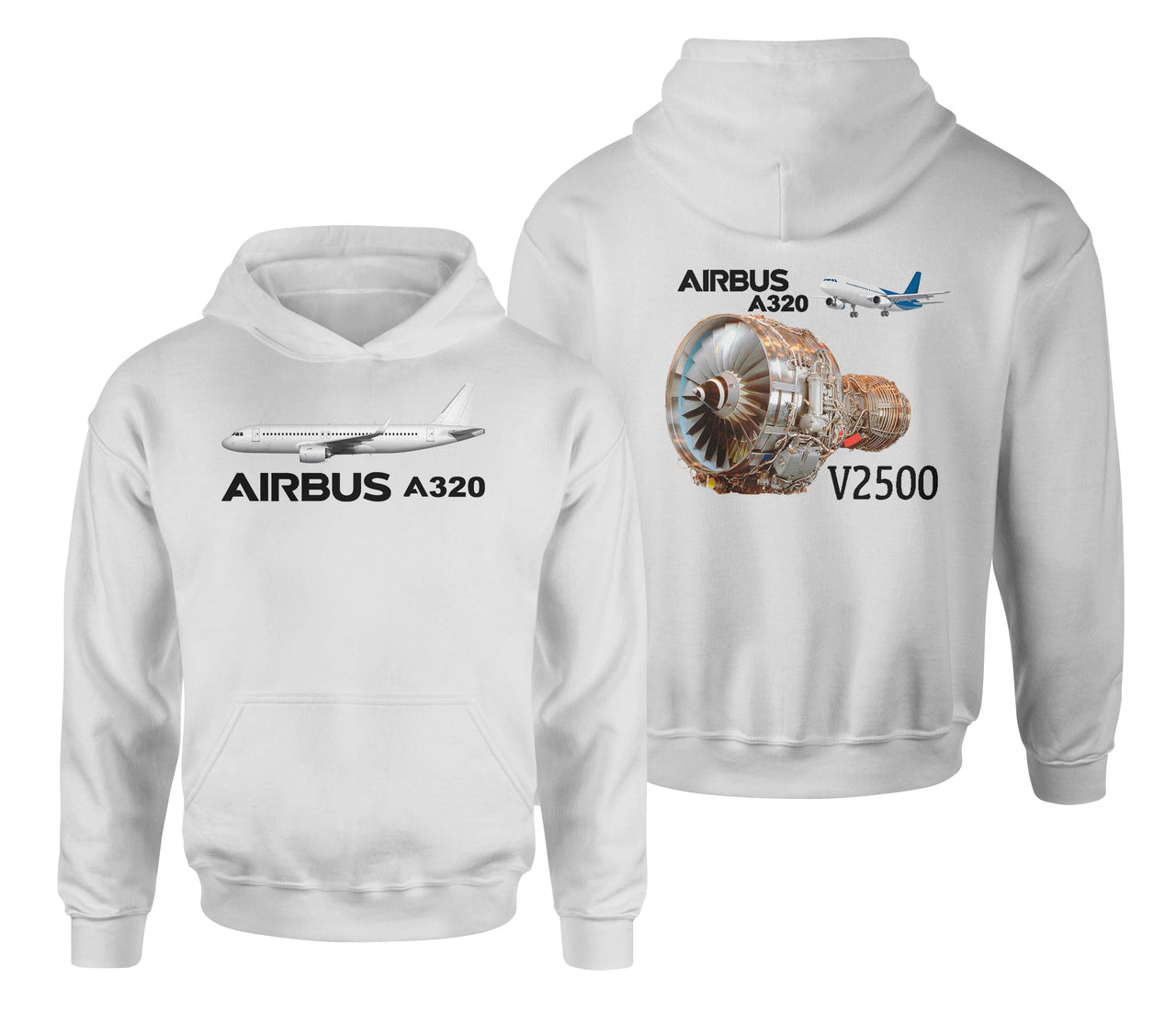 Airbus A320 & V2500 Engine Designed Double Side Hoodies