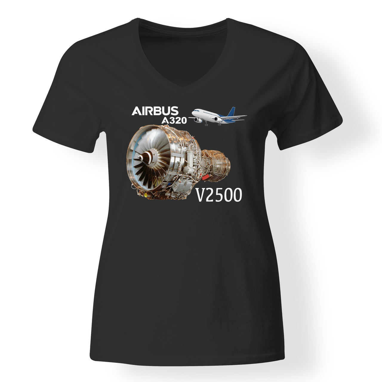 Airbus A320 & V2500 Engine Designed V-Neck T-Shirts