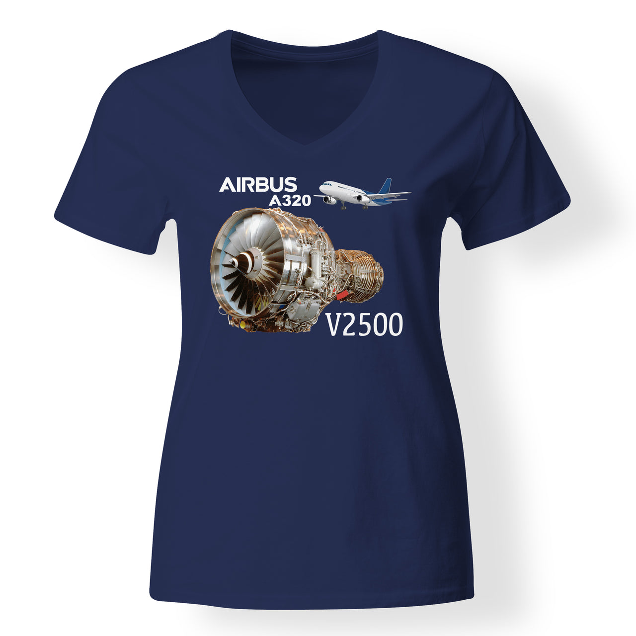 Airbus A320 & V2500 Engine Designed V-Neck T-Shirts