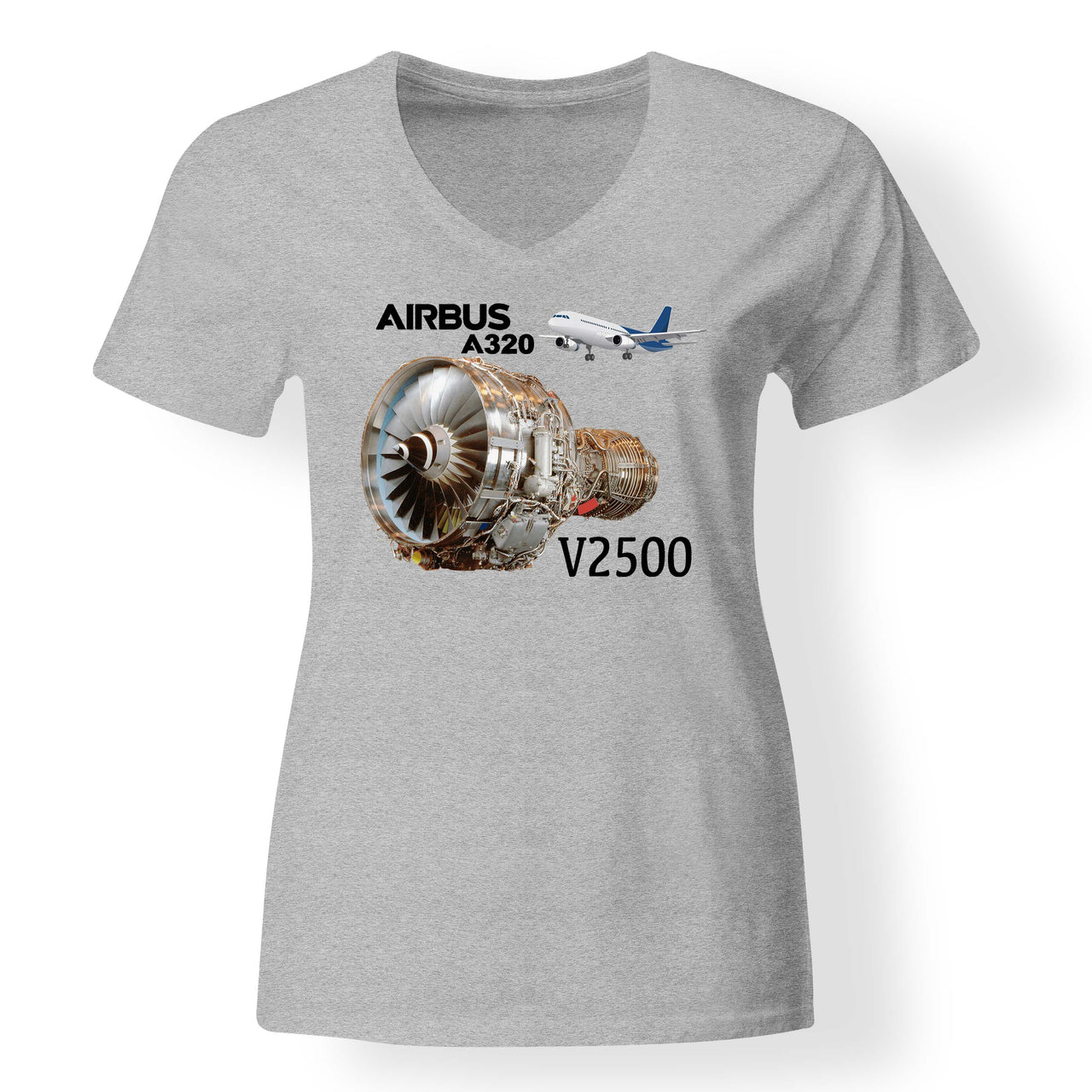 Airbus A320 & V2500 Engine Designed V-Neck T-Shirts