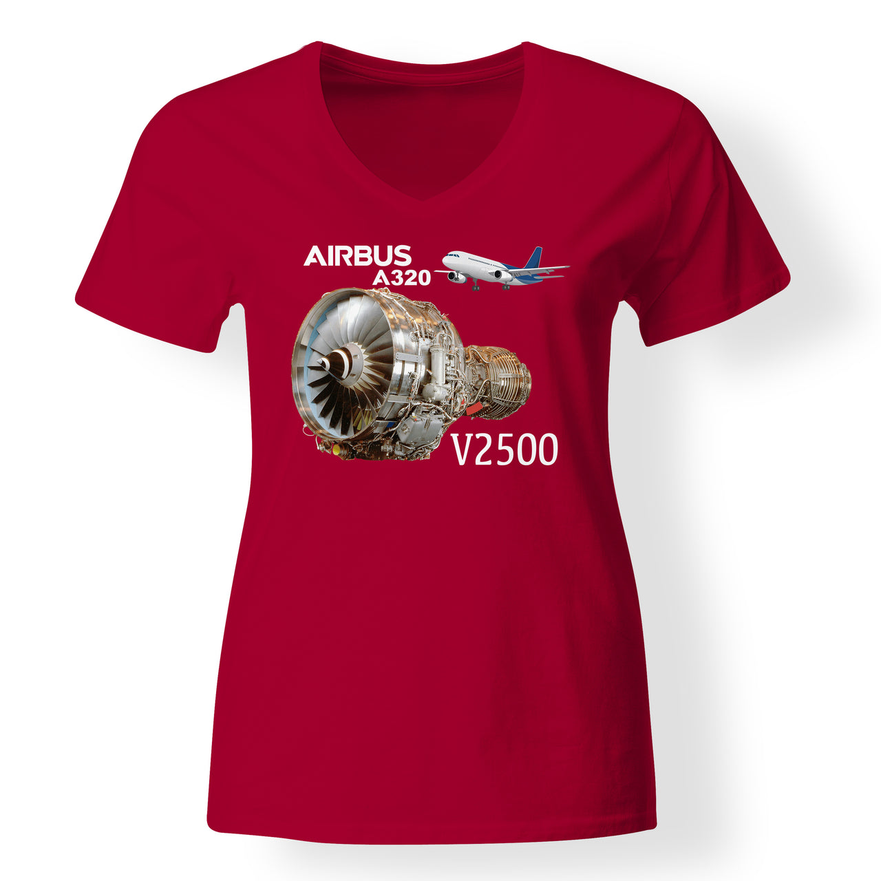 Airbus A320 & V2500 Engine Designed V-Neck T-Shirts