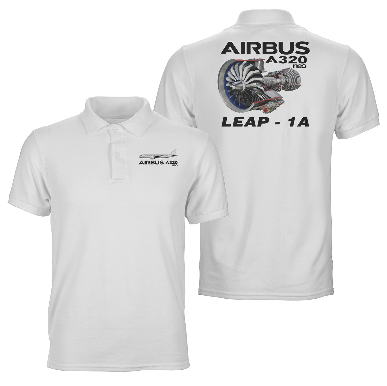Airbus A320neo & CFM Leap 1A Designed Double Side Polo T-Shirts
