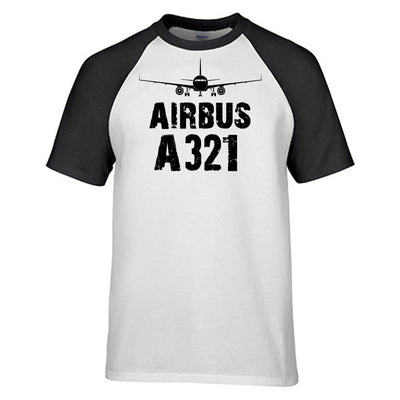 Airbus A321 & Plane aviation design printed on soft cotton raglan T-shirt.