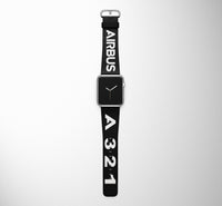 Thumbnail for Airbus A321 Flat Text Designed Leather Apple Watch Straps