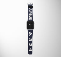 Thumbnail for Airbus A321 Flat Text Designed Leather Apple Watch Straps