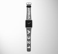 Thumbnail for Airbus A321 Flat Text Designed Leather Apple Watch Straps